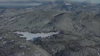 Chopper aerials over San Diego County snow