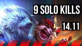 VOLIBEAR vs KLED (TOP) | 9 solo kills, 51k DMG | NA Diamond | 14.11