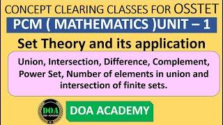 Set Theory and its application OSSTET PCM ( MATHEMATICS ) UNIT – 1 Basic Concepts