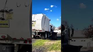 AGGRESSIVE Garbage Truck SMASHES Trash Can!!! ‍️ #garbagetruck #destruction #trashcans #fail