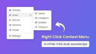 Custom Right Click Context Menu in HTML CSS & JavaScript Free source code