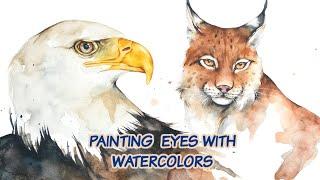 Painting Animal Eyes with Watercolors - Painting realistic bald eagle and lynx eyes