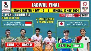 Jadwal Final Jepang Master 2024 Hari Ini ~ JORJI vs AKANE ~ FAJRI vs HOKI/KOBAYASHI