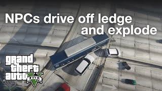GTA V - NPCs drive off overpass and cause never-ending chain reaction explosions