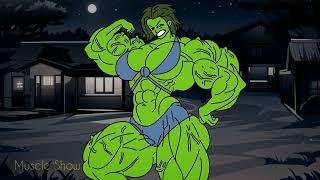 SKINNY GIRL TURNS INTO SHE HULK MUSLCE GROWTH TRANSFORMATION ANIMATION 