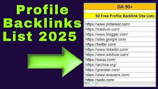 how to add backlinks to your website | Profile Backlinks list 2025 | make Backlinks for Website