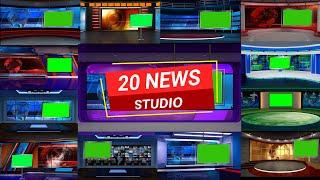 TOP 20 VIRTUAL NEWS TV STUDIO GREEN SCREEN COPYRIGHT FREE