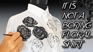 HANDPAINTED ROSES SHIRT - fabric painting