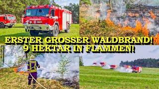 +++ ERSTER GROSSER WALDBRAND +++ 9 HEKTAR WALD IN FLAMMEN | FEUERWEHR | GROSSEINSATZ | WALDBRAND-TLF