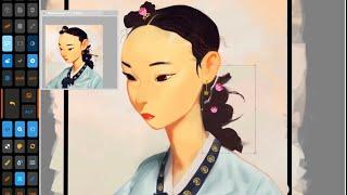 “Hanbok 2” Sam Youn Original art. Speedpaint by Justice Frangipane - Sai V2, Artist Pad, r520 stylus