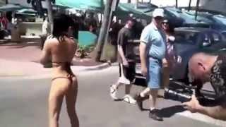 Rebeca Linares is walking on the streets