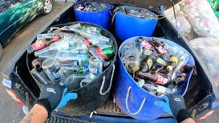 Going Solo let's See What We Get As I Recycle Cans, Glass, Plastic And Cartons