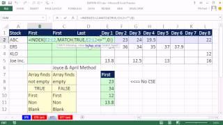 Excel Magic Trick 977: Lookup First Non Empty Cell In A Range, Lookup Last Number In A Range