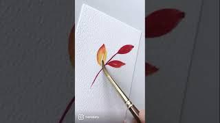 Painting loose style leaves with watercolor paints  #watercolor #watercolorpainting #loosewatercolor