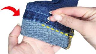 New sewing trick - how to hem jeans without cutting the original hem