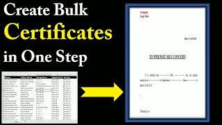 create bulk certificates in one step using excel and word | auto create certificates  in word