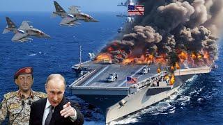  TERRIBLE!  6 Russian Yak-141 jets destroy the newest US aircraft carrier in the Black Sea