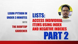 Python For Beginners in 3 Minutes | Lists: Access Items Using Index and Negative Indexes