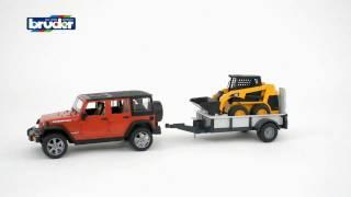 Bruder Toys Jeep Wrangler Unlimited Rubicon w/ Trailer and CAT Skid Steer Loader #02925