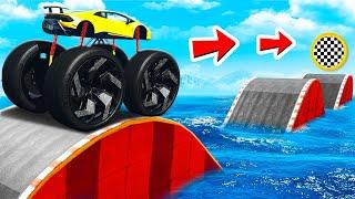 CAN A LAMBO DRIVE OVER WATER SPEED BUMPS IN GTA 5? EXPERIMENTS IN GTA 5!