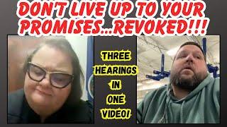 DON'T LIVE UP TO YOUR PROMISES...GET REVOKED!  One defendant, three hearings in ONE video!