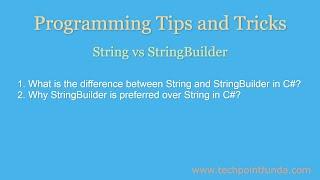 String vs StringBuilder() C# | C# Interview Questions and Answers #techpointfundamentals