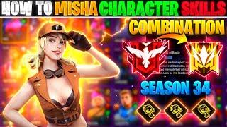 HOW TO MISHA CHARACTER SKILL COMBINATION 2023 | BR RANK BEST CHARACTER COMBINATION IN FREE FIRE