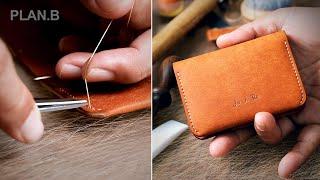 Making a HANDMADE Minimalist Wallet with 6 Pocket - leather craft