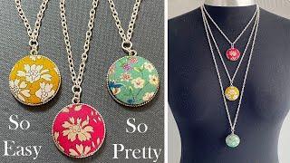 So Easy & Pretty DIY Liberty Fabric Covered Glass Dome Charm Pendant Necklace | Collar | हार | ਹਾਰ