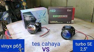 vinyx p65 VS turbo SE tes cahaya sinar otomotif