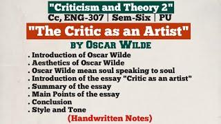 The critic as an artist by Oscar Wilde | Notes | ENG-307