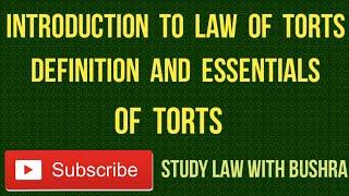 First Lecture of Law of Torts I Introduction to Tort Law