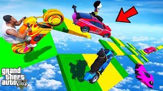 FRANKLIN TRIED IMPOSSIBLE PUZZLE GAP BLOCKS MEGA RAMP PARKOUR CHALLENGE IN GTA 5 | SHINCHAN and CHOP