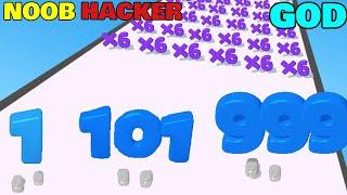 Number Run 3D in NOOB vs PRO vs HACKER vs GOD