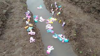 Mencari Mainan Di Sungai | Mainan Kuda Poni Fluttershy, Apple Jack, Rarity, Princess, Sweetie Belle,