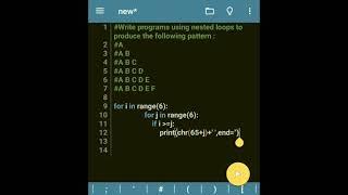 Python code to print pattern using nested loop #5