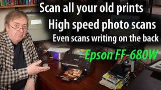 Rapid scanning of old photo prints. Epson FF-680W photo scanner test. Even scans writing on the back