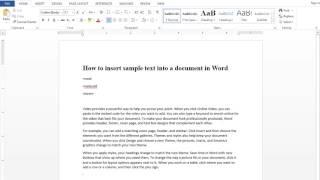 How to insert sample text into a document in MS Word