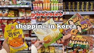 shopping in korea vlog  grocery food with prices  making tteokboki, snacks unboxing & more