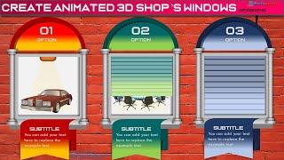 65.Create Animated 3D Shop's windows using 3D graphic Icons