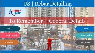 General Check list | US Rebar Detailing | To Remember| Rebar 360