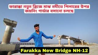 New Farakka Bridge Construction Update NH-12 | ফারাক্কা নতুন ব্রিজে পিলারের উপর জয়নিং  চলছে