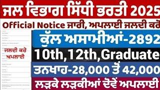 Punjab Water Supply Recruitment 2025|Punjab Govt Recruitment 2025|Punjab Jobs 2025