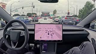 Raw 1x: Tesla FSD 13.2: Los Angeles to San Diego without Touching the Steering Wheel