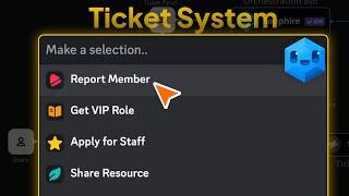 Discord Dropdown style Ticket Support System 2025 | Sapphire Bot x Ticket Tool Bot