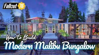 Malibu Style Bungalow | Skyline Valley | Showcase & How to Build 2x Speed Tutorial 4K #fallout76