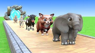 Paint Animals Duck,Tiger,Cow,Lion,Gorilla,Elephant,Dinosaur,Zebra Fountain Crossing Animal Game New