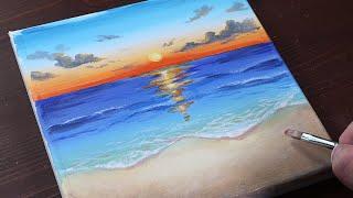 Sunrise / Easy acrylic painting for beginners / PaintingTutorial / Painting ASMR