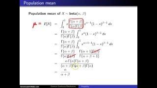 Beta distribution mean