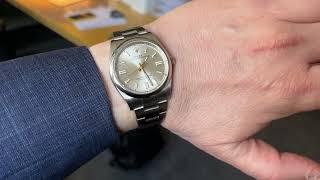 ROLEX Oyster Perpetual 36mm silver dial with gold hands & indexes